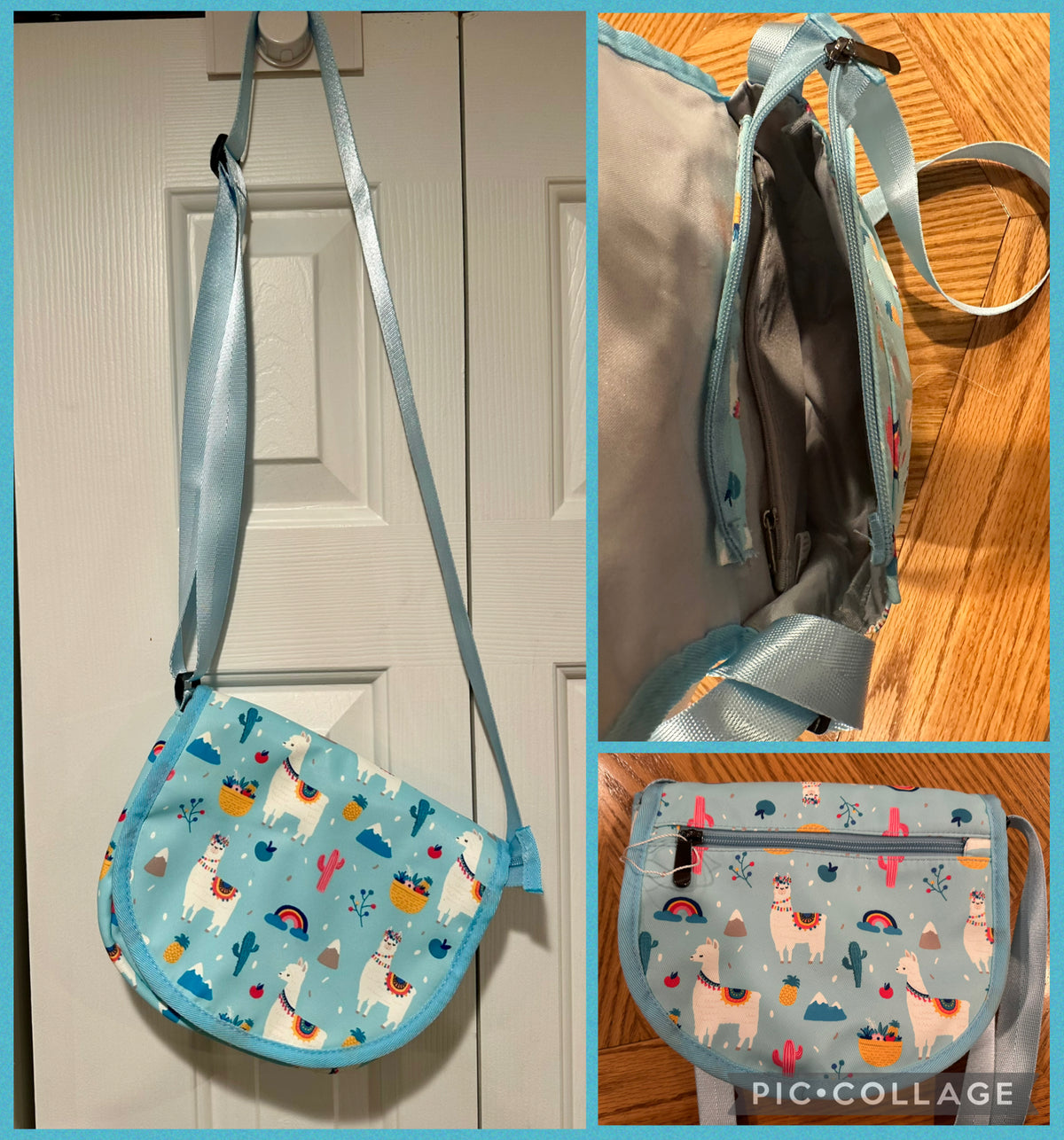 EUC teal Llama purse Daughter used 1-2 times