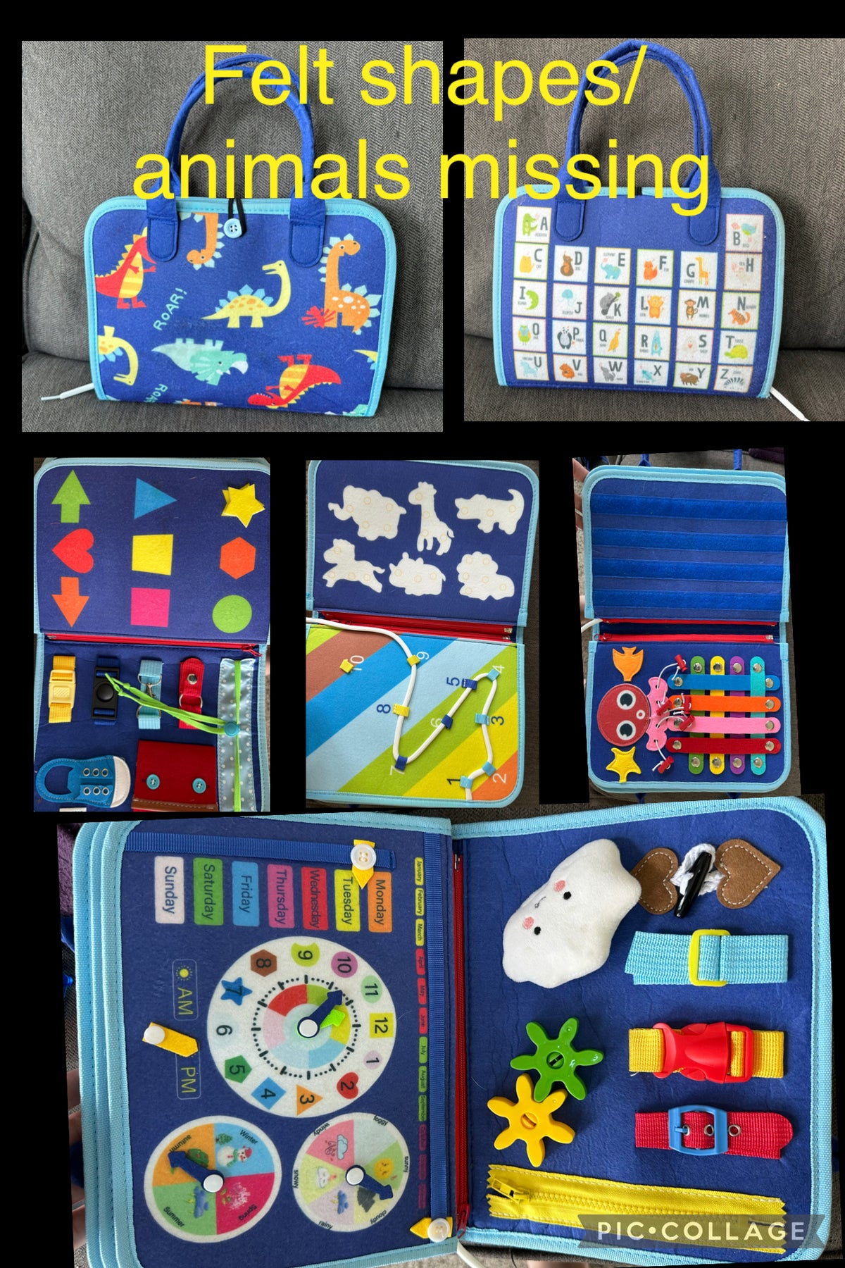 busy book dinosaur GUC no shape & animal felt