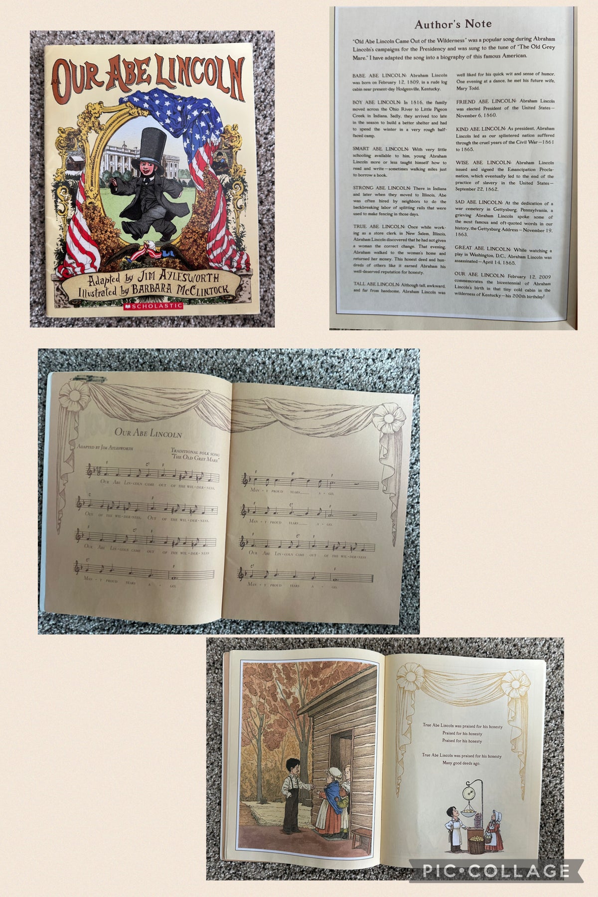 Song book Our Abe Lincoln, elementary age