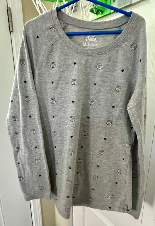 12 justice owl longsleev Soft cotton barely worn - size Youth - 12 (L)
