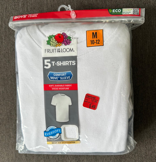 10/12 New Fruit of Loom White undershirts - size Youth - 10 (L)