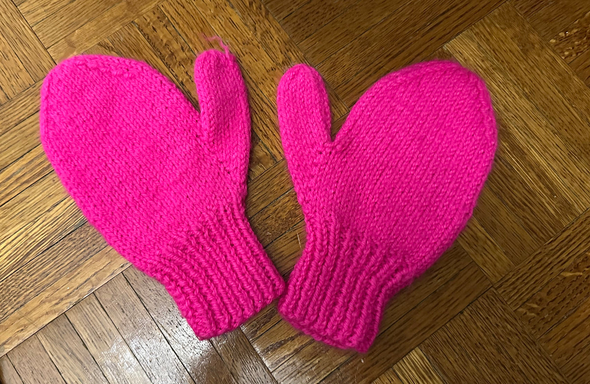 Hot pink cozy mitten Cotton tween-adult