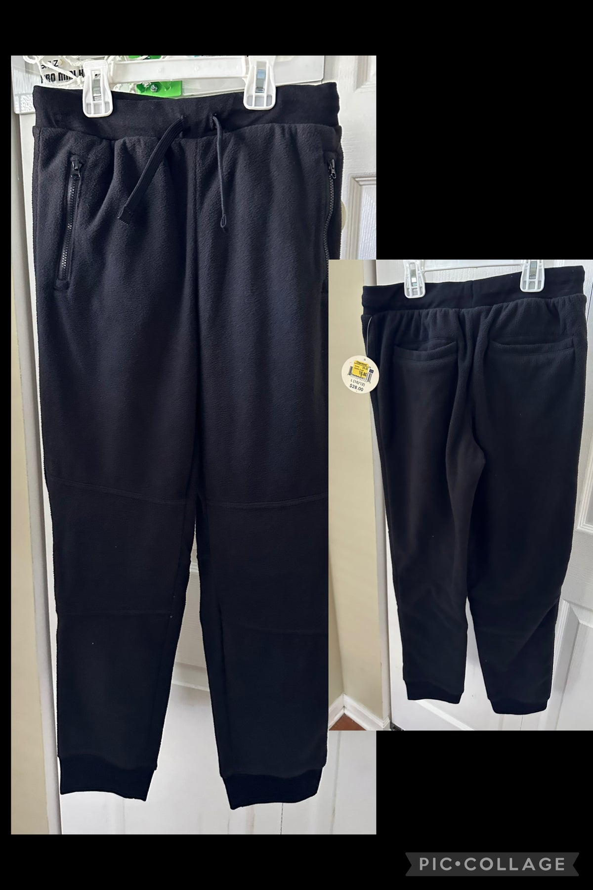 10/12 New warm joggers Black 100% polyester - size Youth - 10 (L)