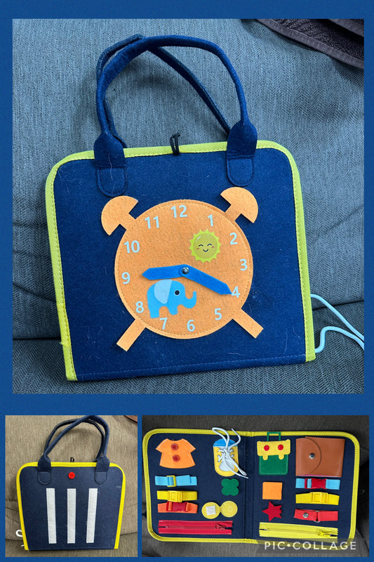 Busy book clock Buckles, shapes, shoe