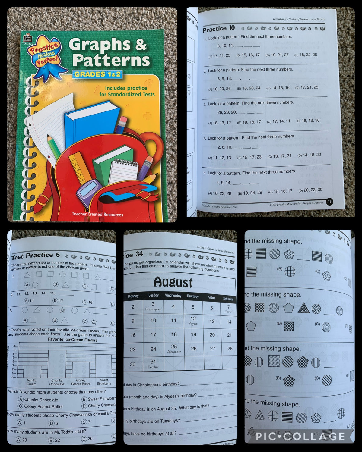 Graphs & Patterns 45 pgs Grade 1-2, new inside