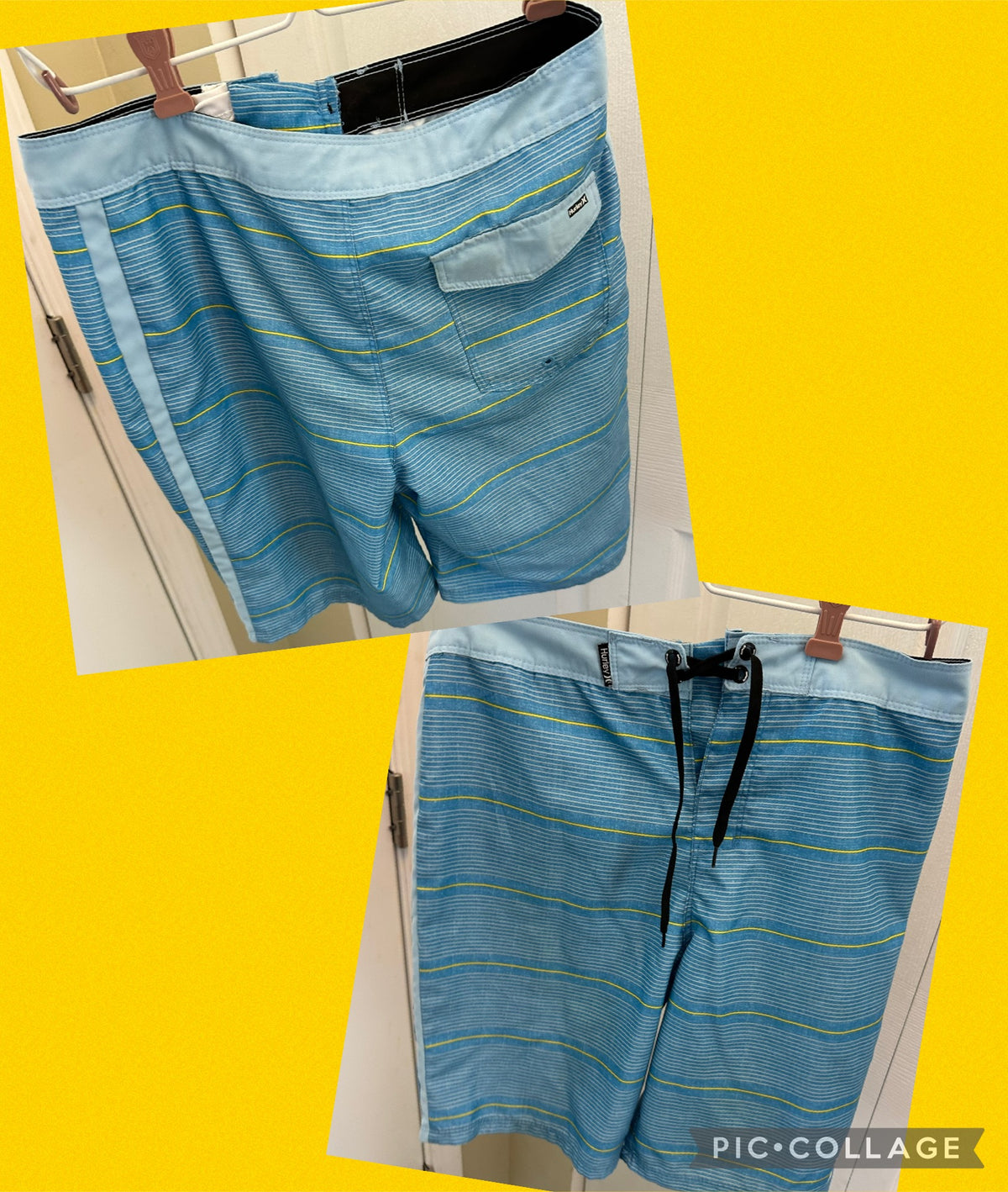 Blue w/ yellow stripe EC drawstring, Hurley brand - size Youth - 16 (XL)