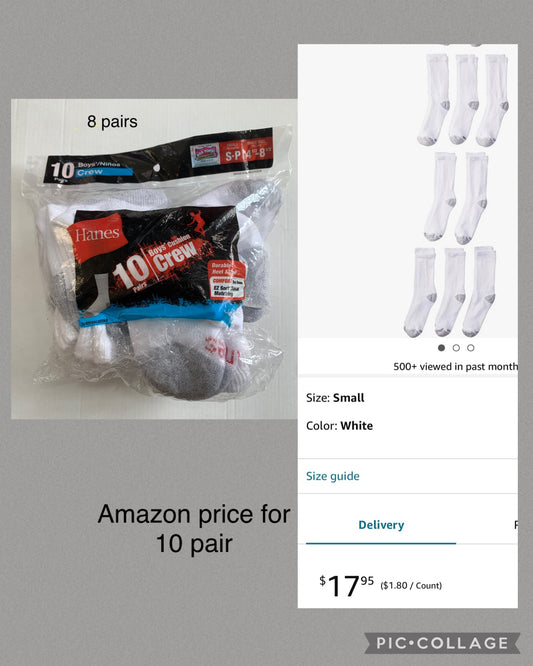 Socks Hanes crew 8 pair new