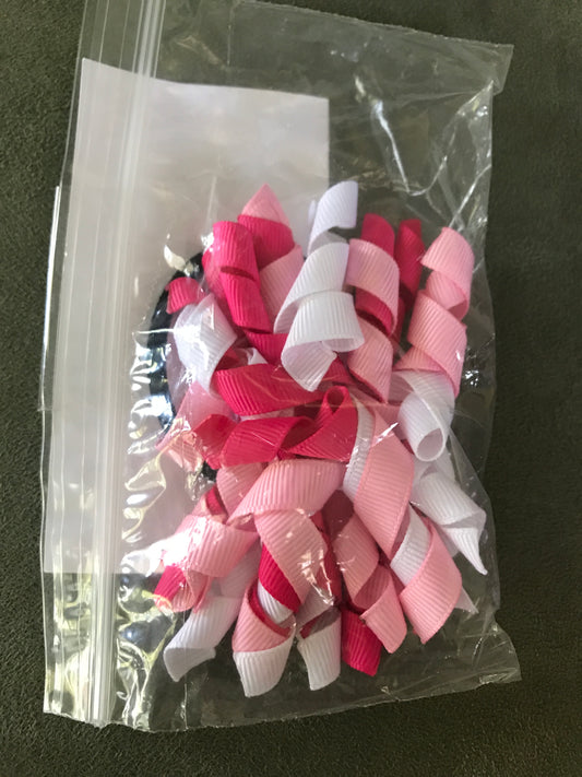Hair ponytail band New Handmade pink white