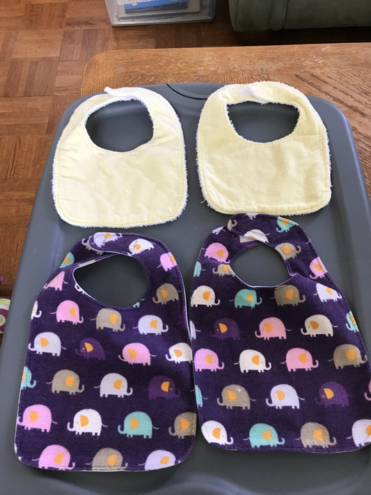 Bib elephants waterproof yellow Terry cloth