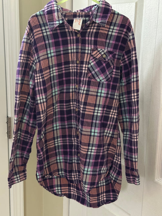 10/12 purple flannel EUC Purple Cat & Jack - size Youth - 10 (L)