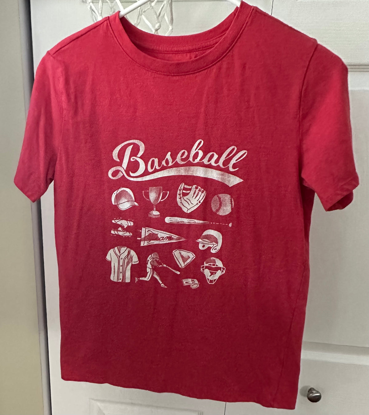 12/14 baeeball tshirt EUC cat & jack light red - size Youth - 12 (L)