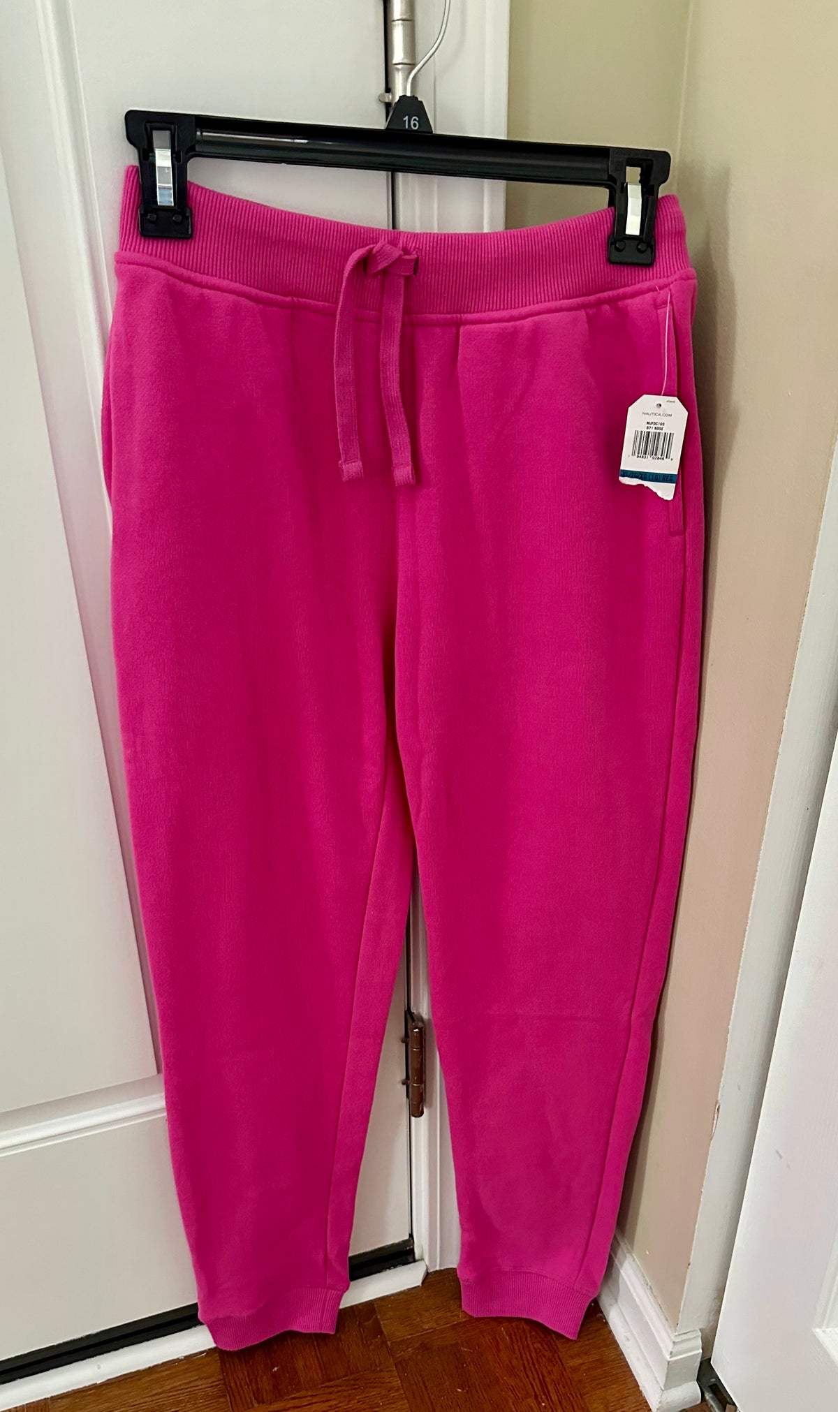 16 New Nautica joggers Fuchsia, w/ drawstring - size Youth - 16 (XL)