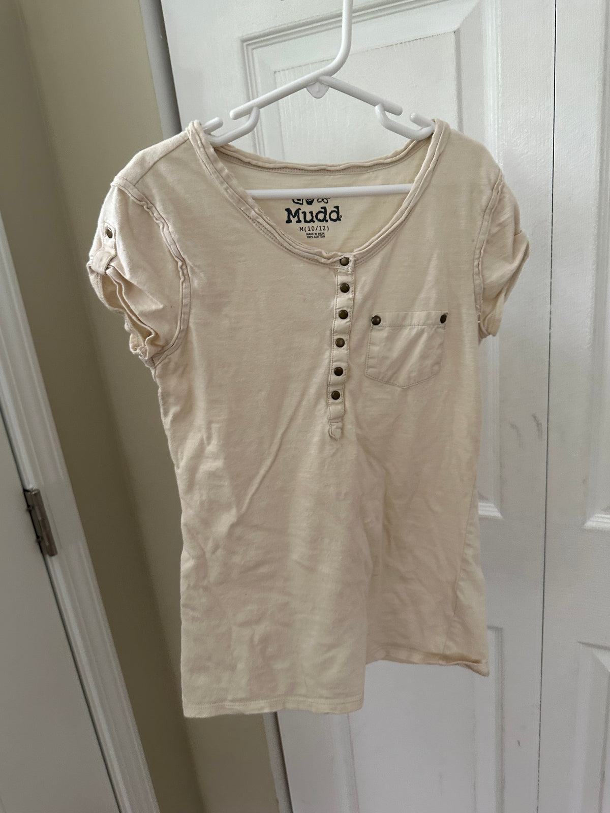 10/12 Mudd beige top 100% cotton - size Youth - 10 (L)