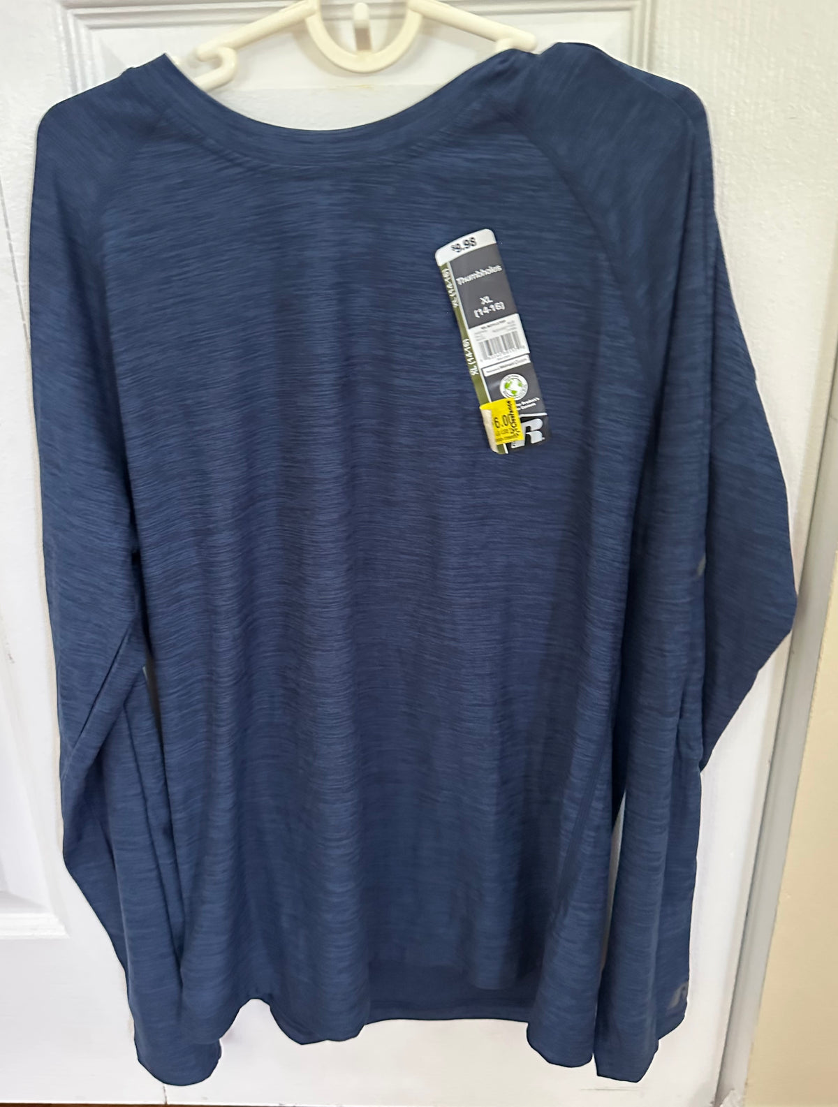 New Russell long sleeve Dri power navy - size Youth - 14 (XL)