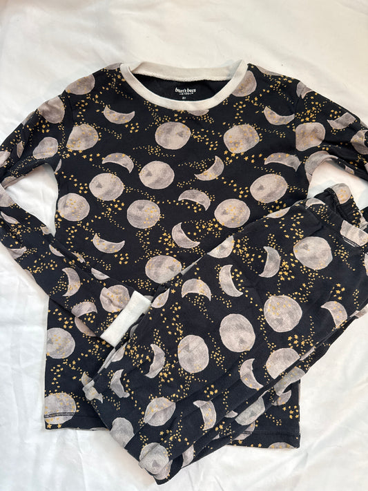 Burt's Bees PJs Black with moons stars - size Youth - 8 (M)