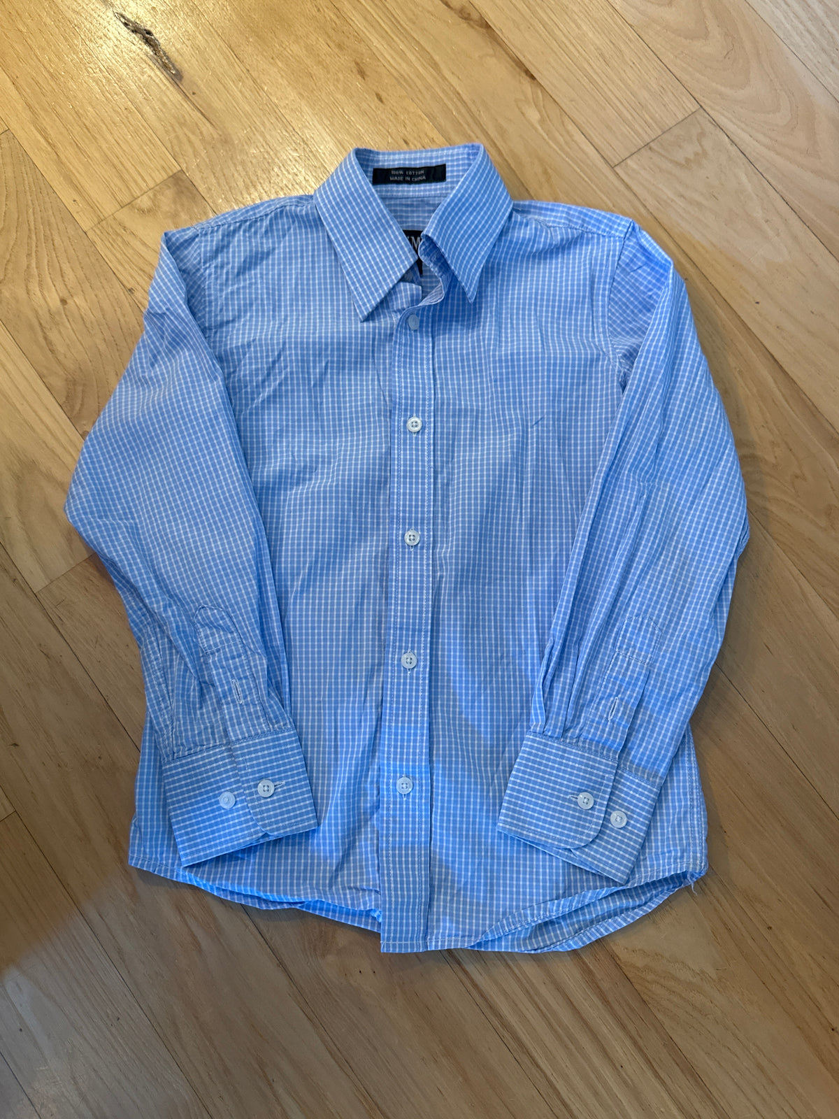 Boys blue gingham Dress shirt - size 6 - size Youth - 6 (S)