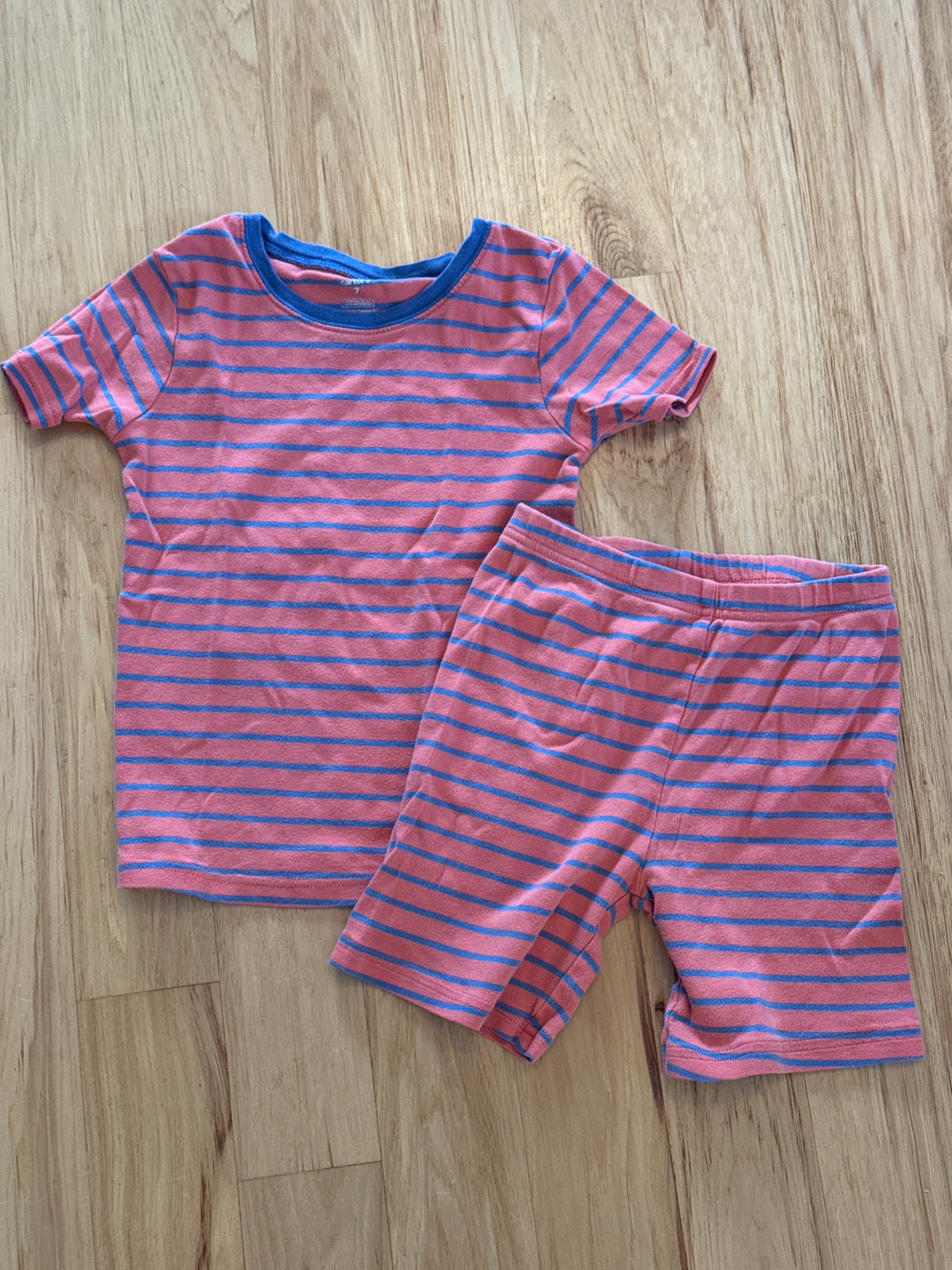 Carters size 7 orange Blue stripe pajamas - size Youth - 7 (S)