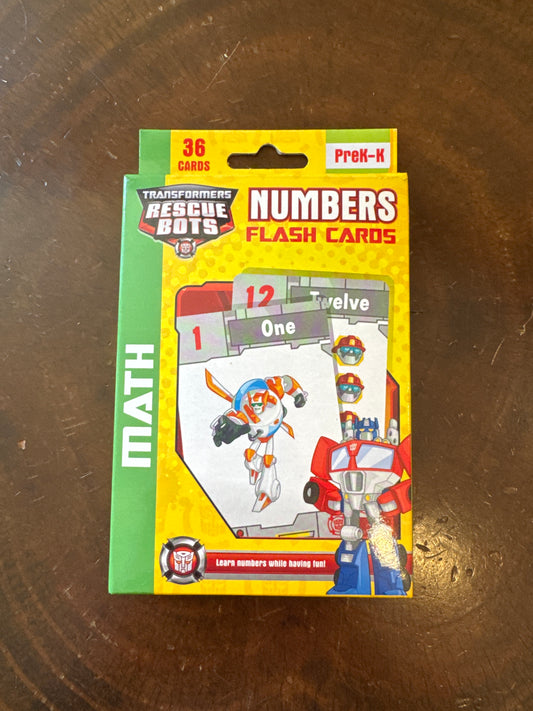 Transformer Rescue Bot Numbers flash cards