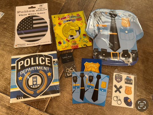 Police misc birthday Party items