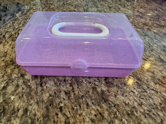 Purple Glitter Caboodle Box - makeup, toys,