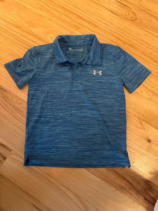 UA Heathered Blue Polo Size 7; fits like 6 - size Youth - 6 (S)
