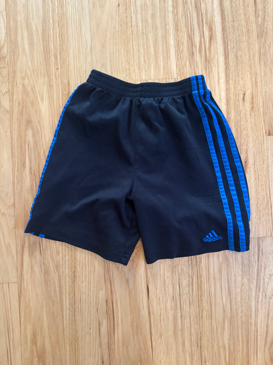 Adidas black with blue Stripe shorts - size Youth - 6 (S)