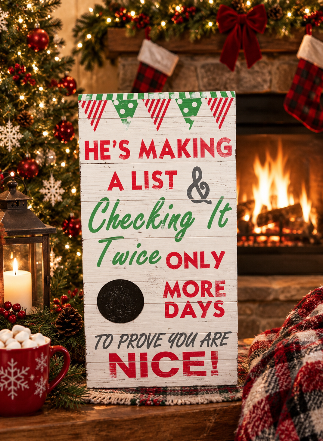 Santa Countdown Sign Chalk Board