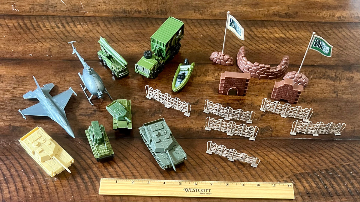 Military transportation -fencing, wall, flags
