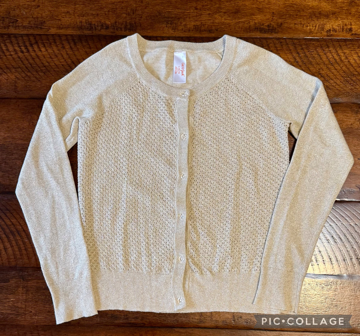 Gold cardigan sweater -button front - size Youth - 10 (L)