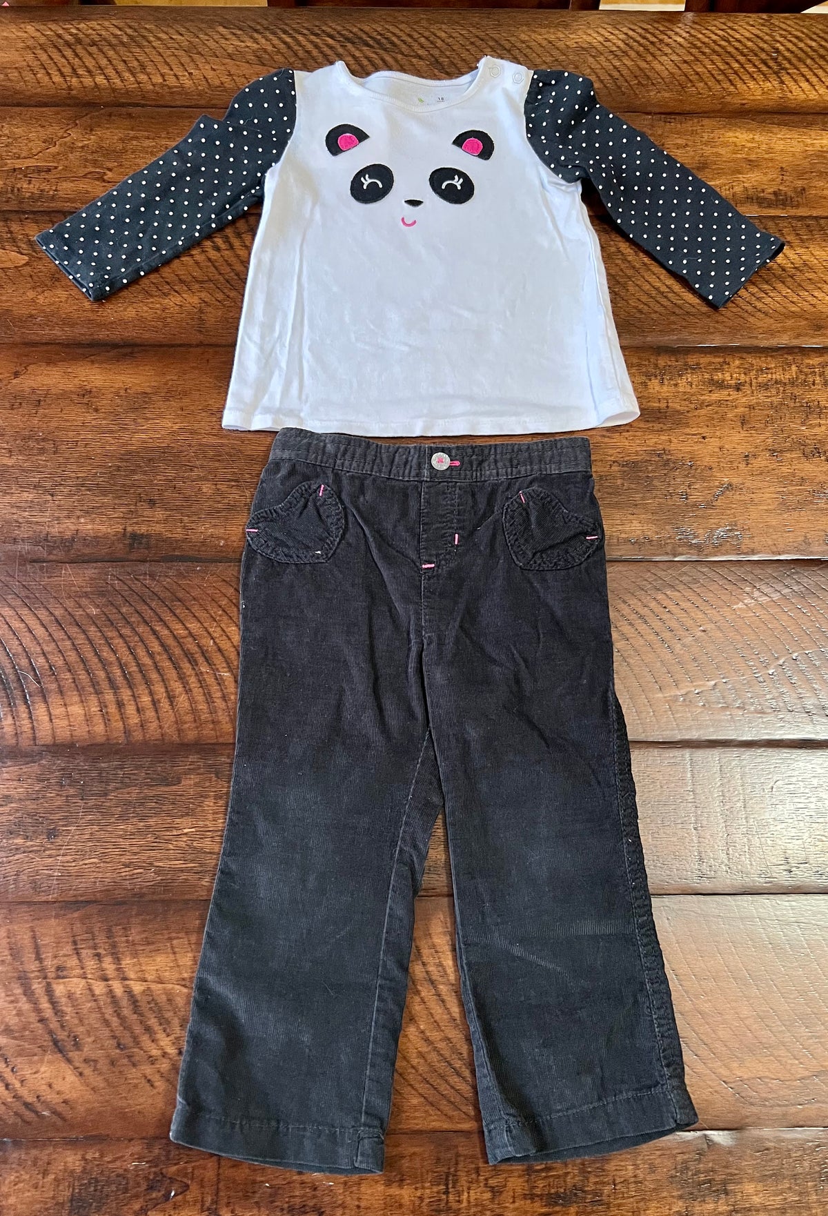 2pc Jumping Bean Panda top; black pants - size Month - 12-18 / 18M