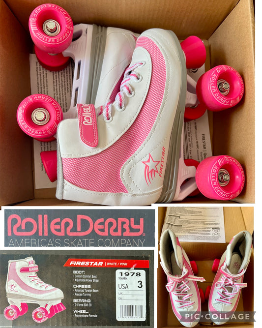 RollerDerby rollerskates -Firestar, PINK, Size 3