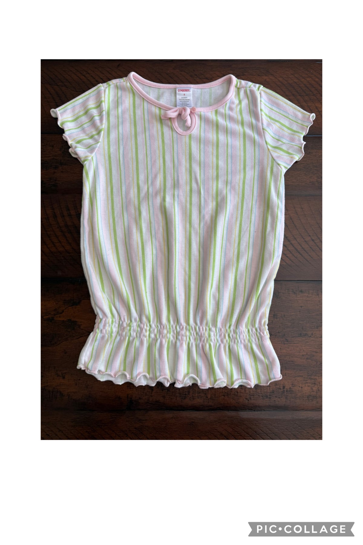 Gymboree striped top -pink/grn/blue; keyhole - size Youth - 8 (M)