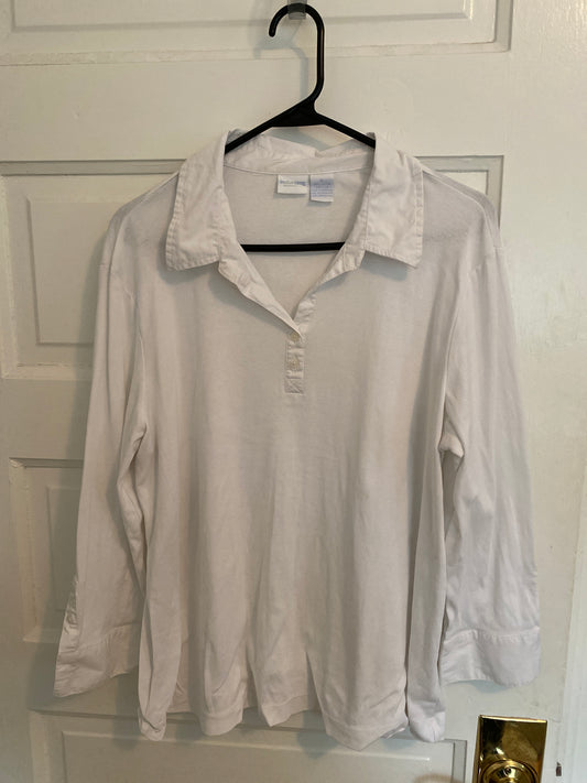 In Due Time: white shirt Long sleeve, buttons - size Women - XL (16/18)