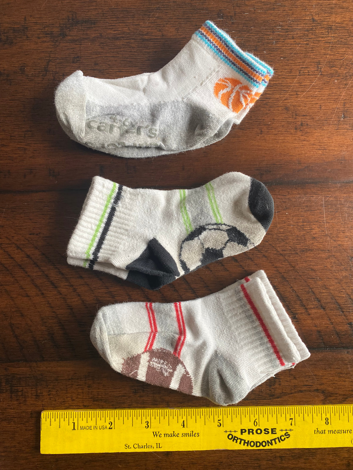 3 pairs of sports socks -bball, soccer, football