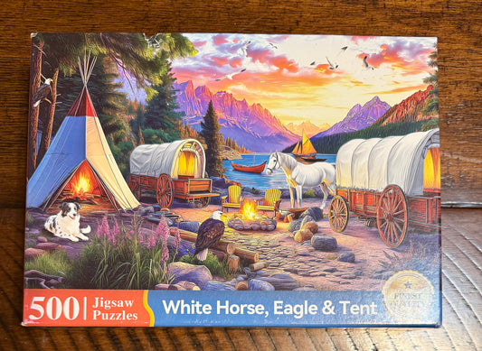White horse, eagle, tent - 500 piece puzzle