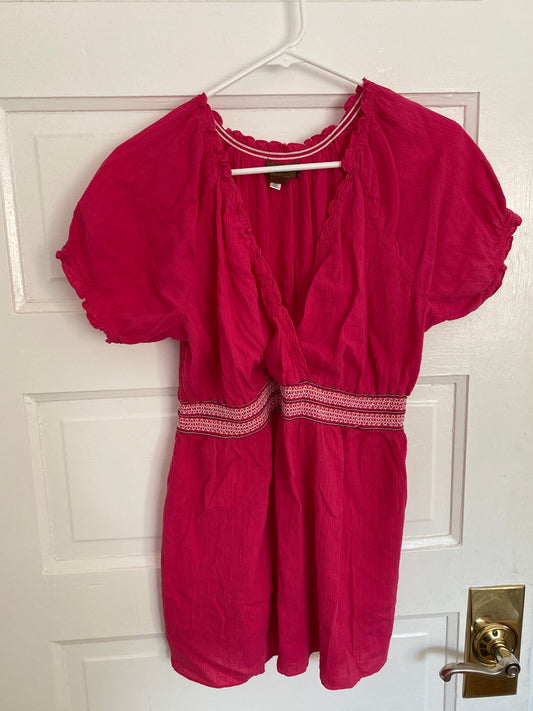 Old Navy Pink smock top embroidered waist- CUTE! - size Women - L (12/14)