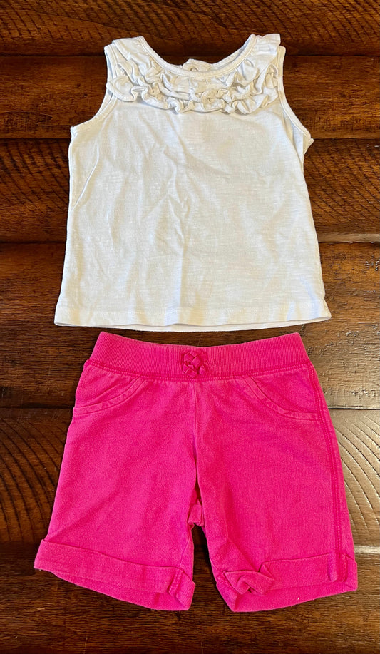 2pc Jumping Bean top Pink JB shorts (2T) - size Month - 18-24 / 24M