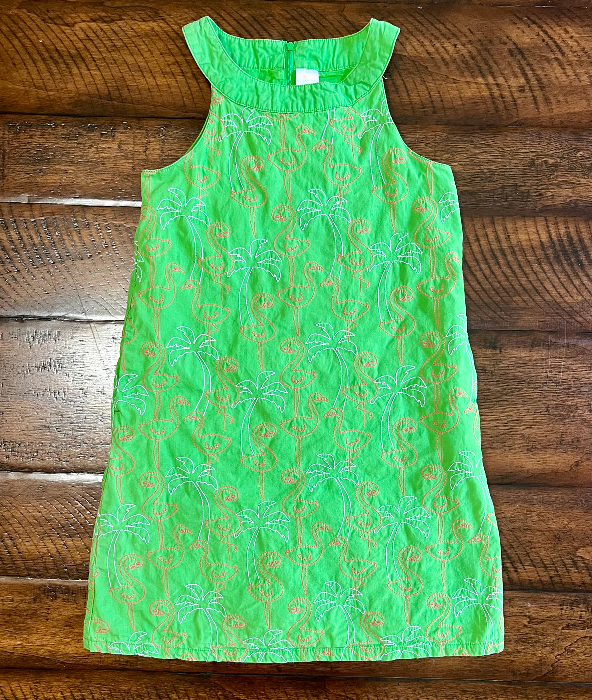 Gymboree green dress -FLAMINGOS & PALM TREES - size Youth - 10 (L)