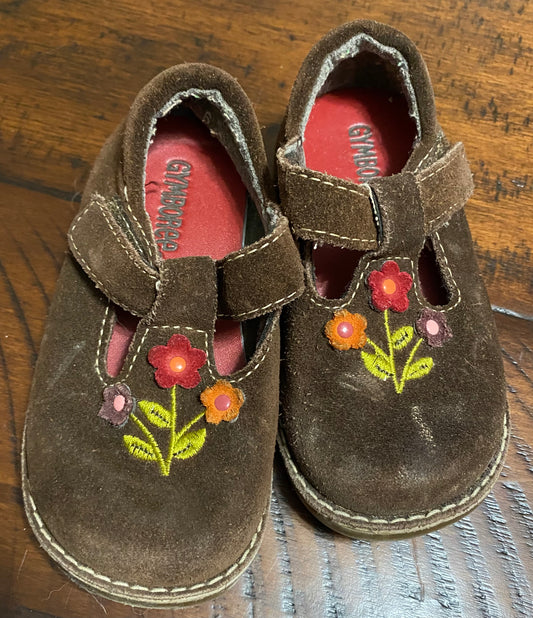 Gymboree brown shoes -3 flowers, velcrove - size Shoes - Toddler 6