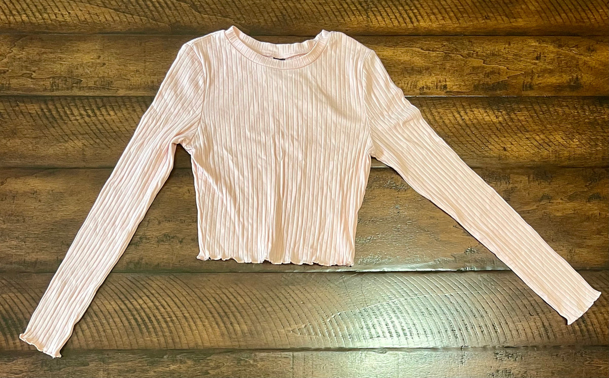 Pale pink LS cropped top -size S/4 - size Junior - S (3/5)