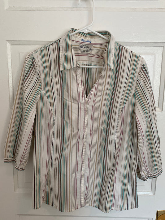 Old Navy striped blouse V-neck, button down - size Women - XL (16/18)