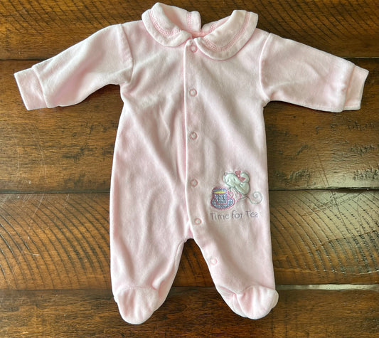 NEW! Pink LS outfit Time for Tea w/mouse - size Month - Newborn
