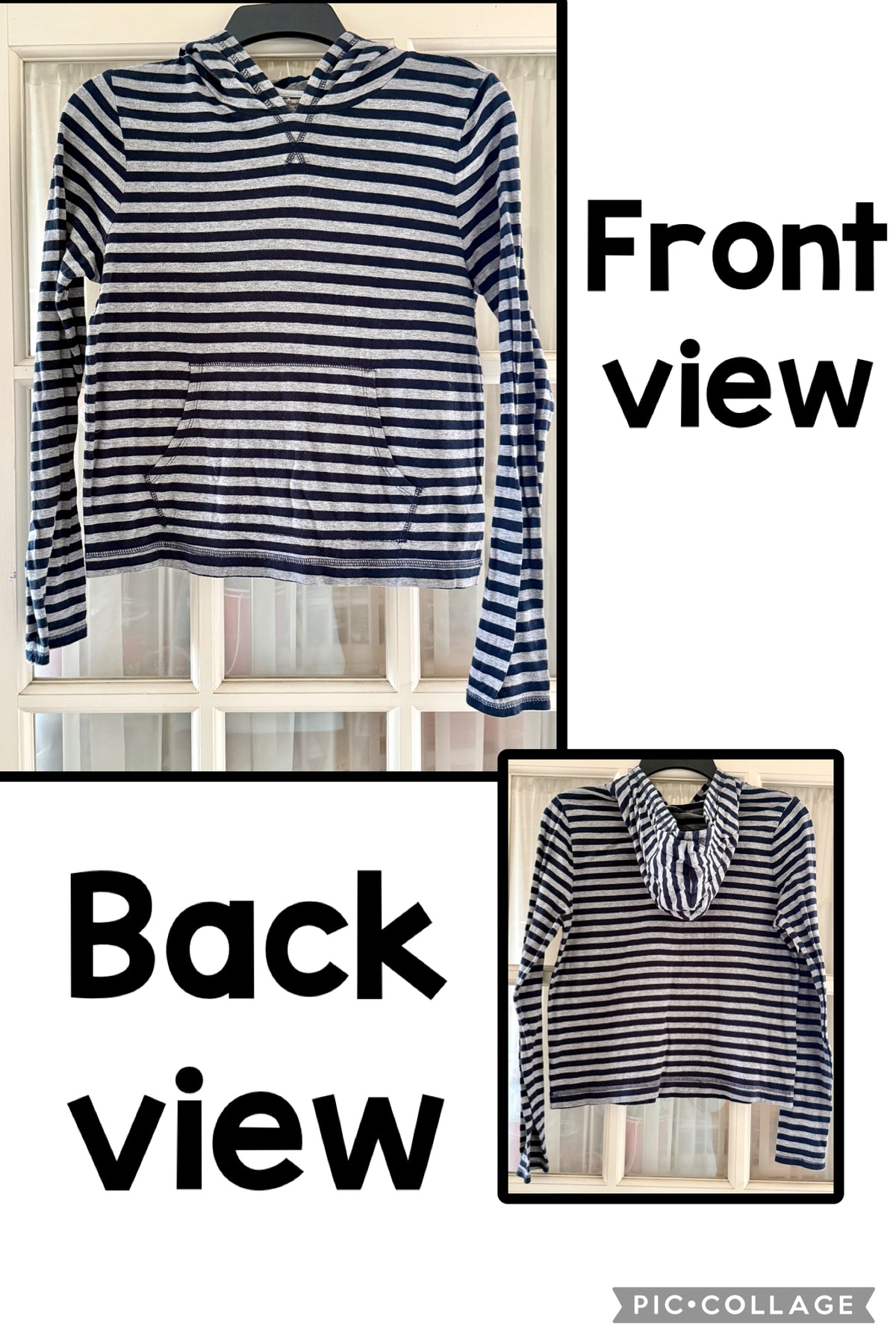 Forever 21 striped hoody -grey/black, pocket