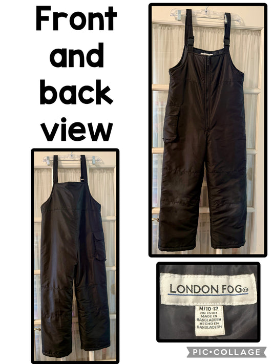 London Fog Snow Bib - Size M 10/12; black - size Youth - 10 (L)