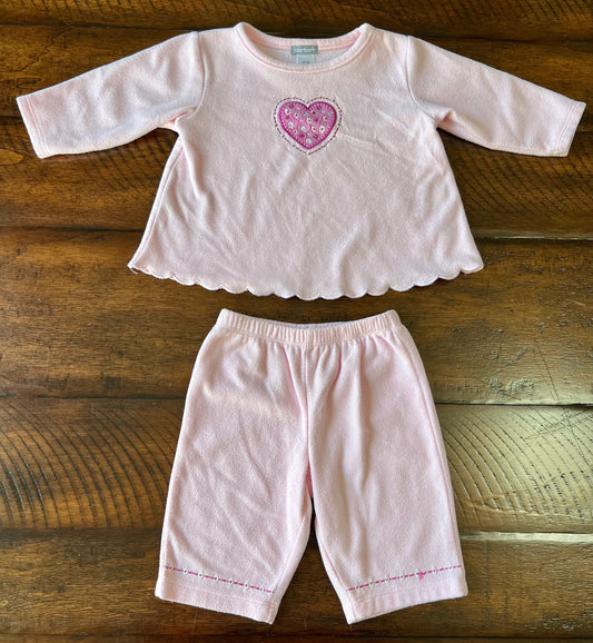 2pc Carter's pink outfit heart top; scalloped hem - size Month - 3-6 / 6M