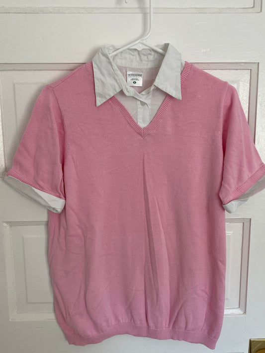 Motherhood Maternity top pink SS sweater/shirt - size Women - M (8/10)