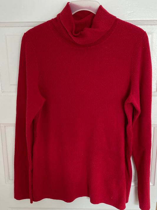 Old Navy ribbed shirt red turtleneck- nice! - size Women - L (12/14)