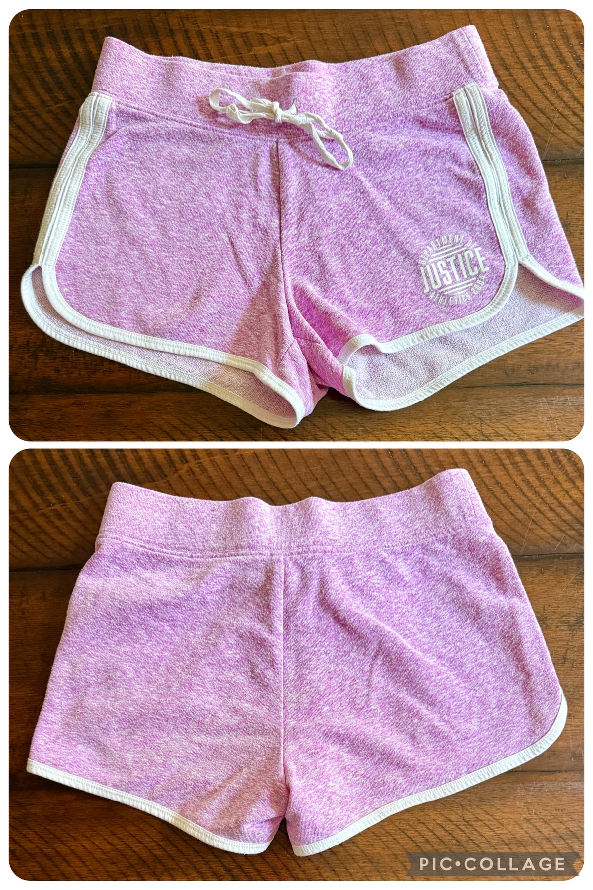 Justice Active shorts -lavender/marbled - size Youth - 10 (L)