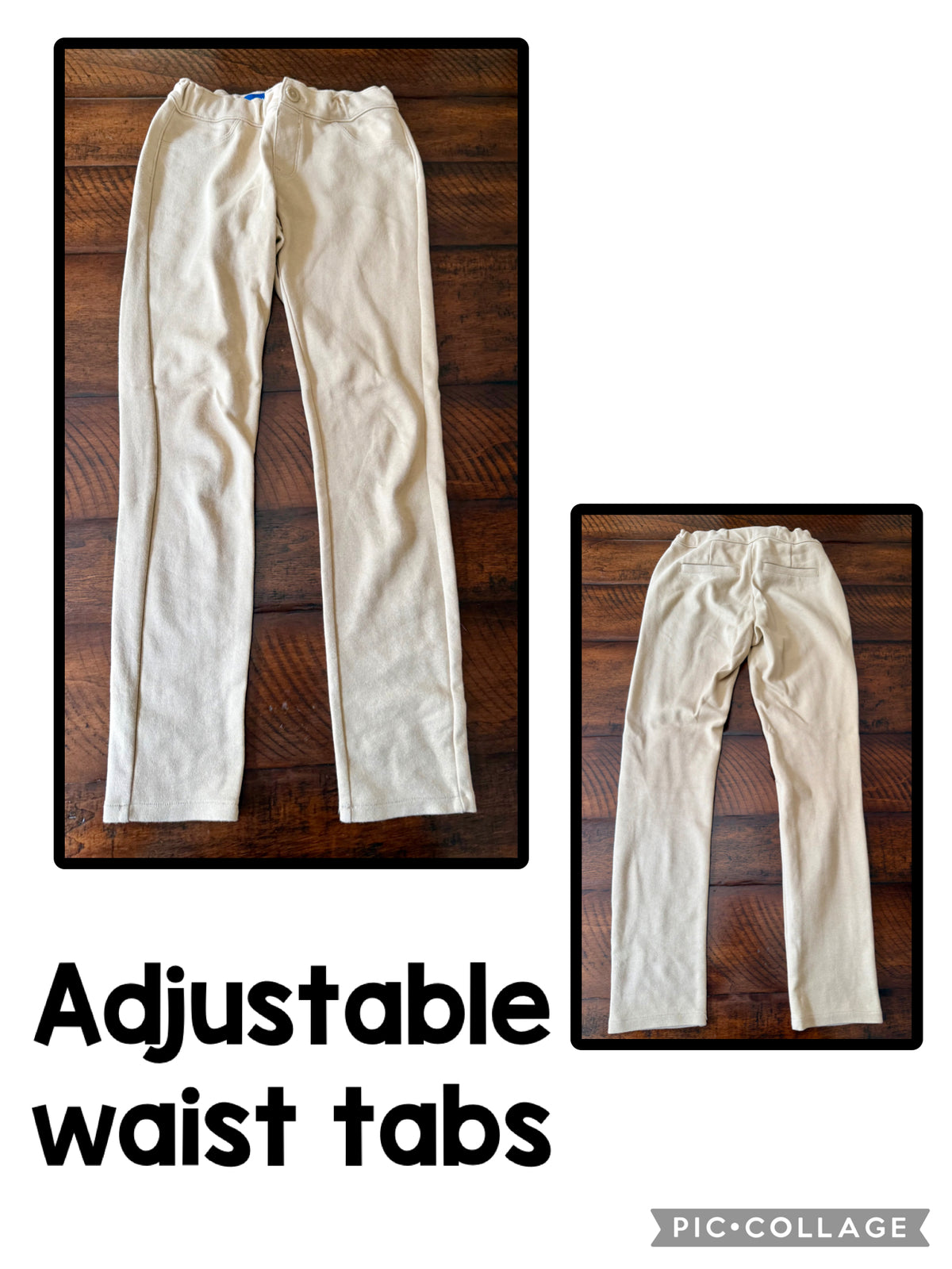 Old Navy tan pants - stretchy, adjustable - size Youth - 12 (L)