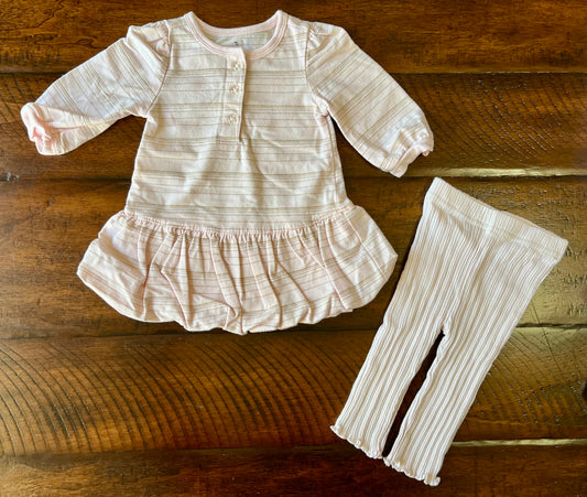 2pc Old Navy pink dress & leggings; gold/shimmer - size Month - 3-6 / 6M